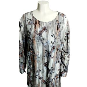 All Hours Loose fit Plus Size 3X‎ Bohemian 3D textured Paisley & Floral Comfort